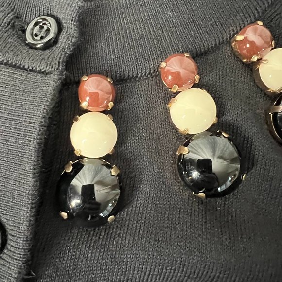 Kate Spade "Rio" Embellished Cardigan Jeweled Neckline Black - Medium - Picture 8 of 8